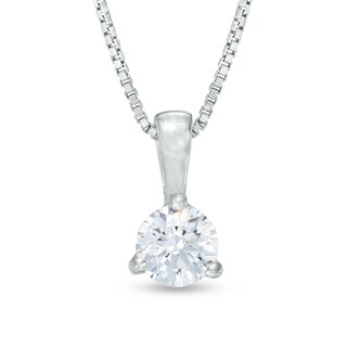 Previously Owned - 0.30 CT.  Diamond Solitaire Pendant in 14K White Gold (I/I2) - 17"