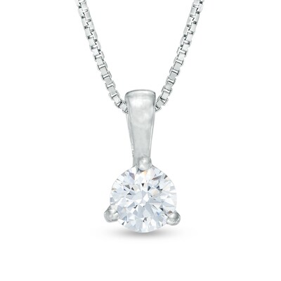 Previously Owned - 0.30 CT.  Diamond Solitaire Pendant in 14K White Gold (I/I2) - 17"