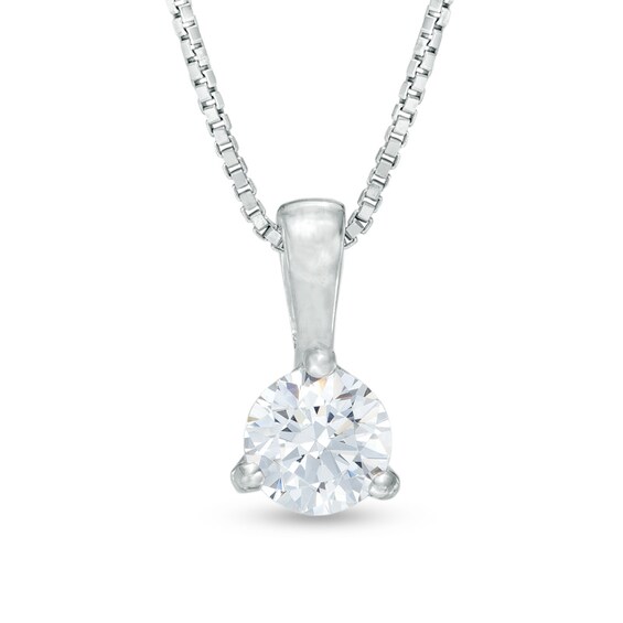 Previously Owned - 0.30 CT.  Diamond Solitaire Pendant in 14K White Gold (I/I2) - 17"