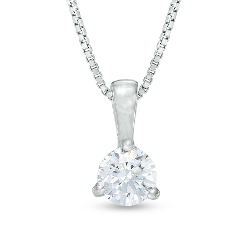 Previously Owned - 0.30 CT.  Diamond Solitaire Pendant in 14K White Gold (I/I2) - 17"