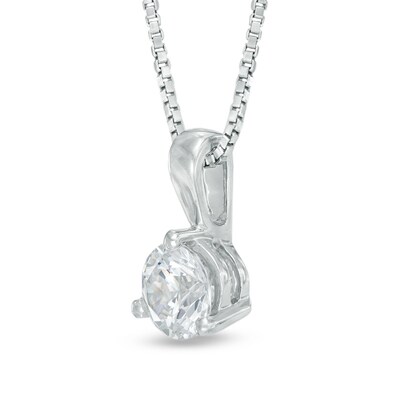 Previously Owned - 0.30 CT.  Diamond Solitaire Pendant in 14K White Gold (I/I2) - 17"