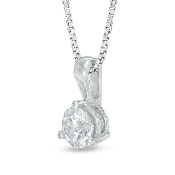 Previously Owned - 0.30 CT.  Diamond Solitaire Pendant in 14K White Gold (I/I2) - 17"