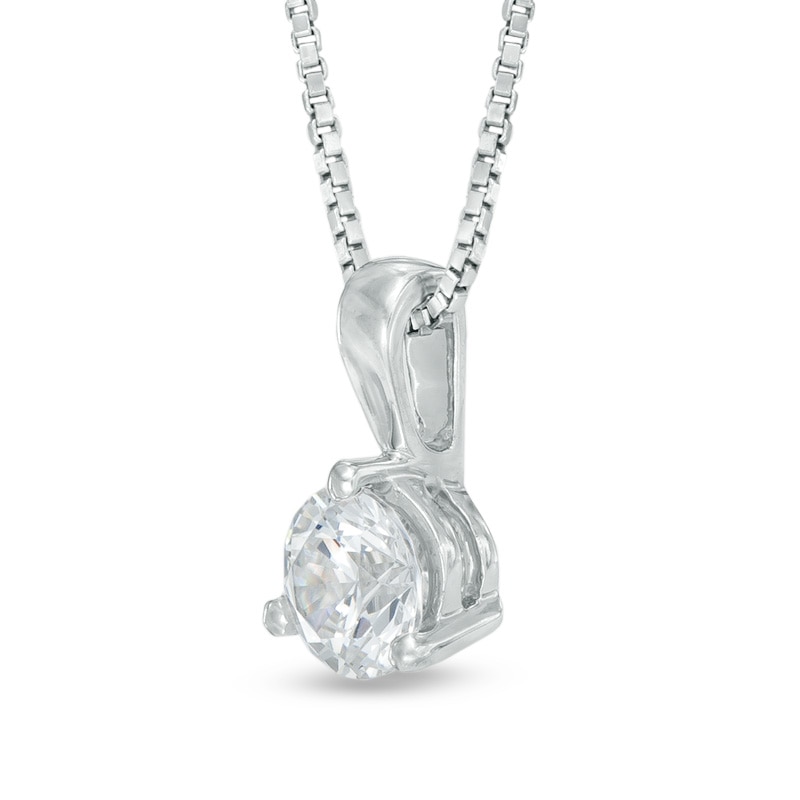 Previously Owned - 0.30 CT.  Diamond Solitaire Pendant in 14K White Gold (I/I2) - 17"