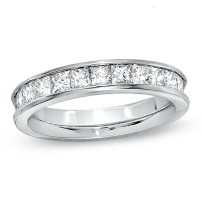 Previously Owned - 0.99 CT. T.W. Princess-Cut Diamond Wedding Band in 14K White Gold