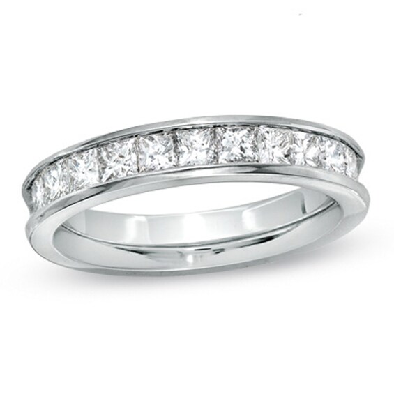 Previously Owned - 0.99 CT. T.W. Princess-Cut Diamond Wedding Band in 14K White Gold