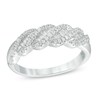 Thumbnail Image 0 of Previously Owned - 0.38 CT. T.W. Baguette and Round Diamond Wave Anniversary Band in 10K White Gold