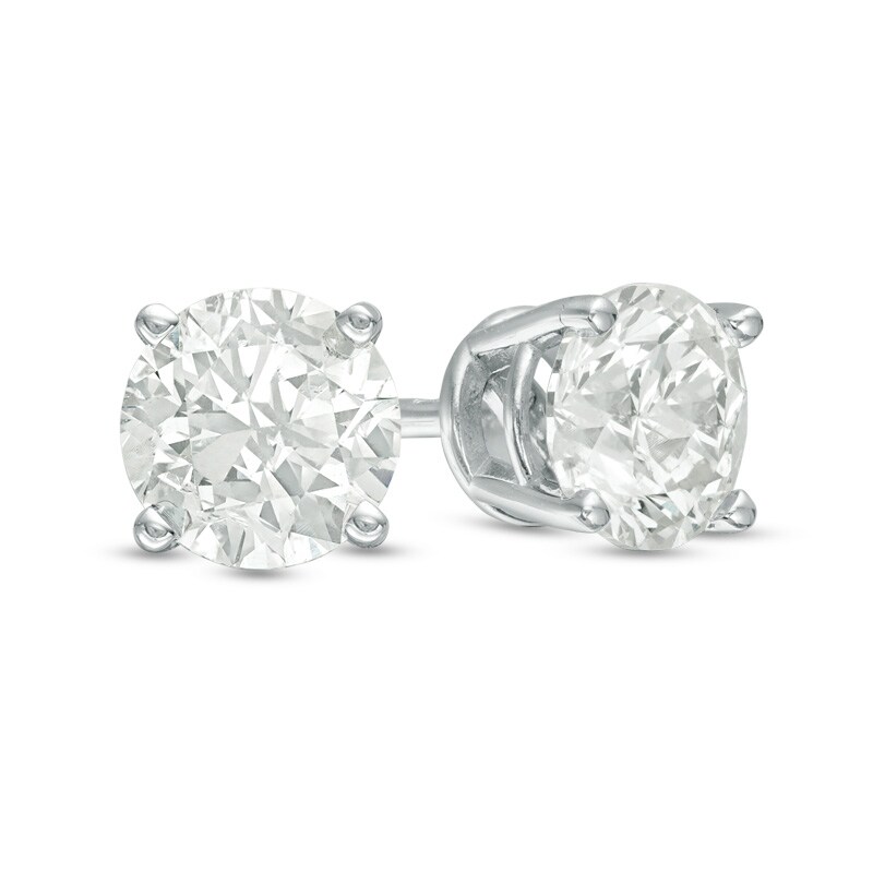 Main Image 1 of Previously Owned - 0.30 CT. T.W. Diamond Solitaire Stud Earrings in 14K White Gold