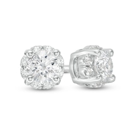 Previously Owned - 0.50 CT. T.W. Diamond Frame Stud Earrings in 14K White Gold (I/I2)