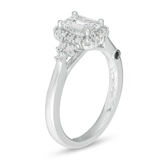 Previously Owned - Marilyn Monroe™ Collection 0.95 CT. T.W. Emerald-Cut Diamond Frame Engagement Ring in 14K White Gold