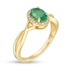 Thumbnail Image 3 of Previously Owned - Oval Emerald and 0.08 CT. T.W. Diamond Frame Twist Shank Ring in 10K Gold