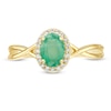 Thumbnail Image 4 of Previously Owned - Oval Emerald and 0.08 CT. T.W. Diamond Frame Twist Shank Ring in 10K Gold