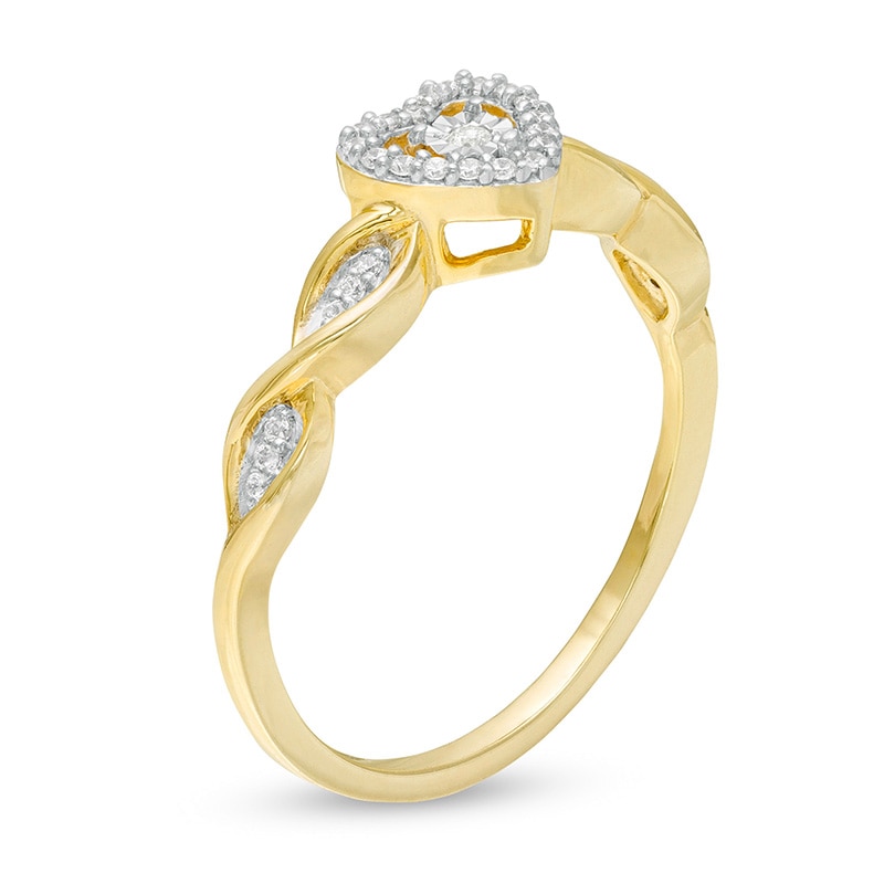 Main Image 2 of Previously Owned - 0.10 CT. T.W. Diamond Heart-Shaped Frame Twist Promise Ring in 10K Gold
