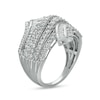Previously Owned - 2.00 CT. T.W. Baguette and Round Diamond Multi-Row Bypass Ring in 10K White Gold