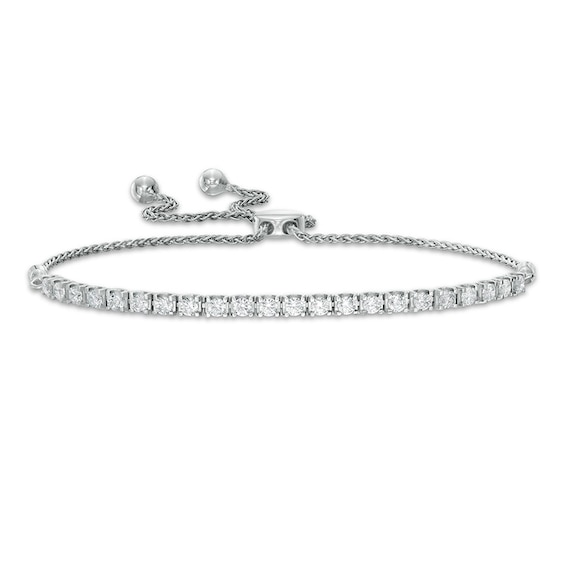 Previously Owned - 0.95 CT. T.W. Lab-Created Diamond Tennis Bolo Bracelet in 14K White Gold (F/SI2) - 9.0"