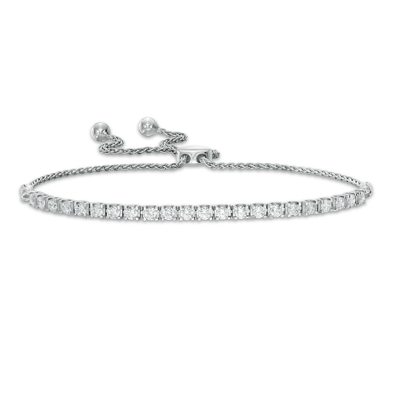 Previously Owned - 0.95 CT. T.W. Lab-Created Diamond Tennis Bolo Bracelet in 14K White Gold (F/SI2) - 9.0"|Peoples Jewellers