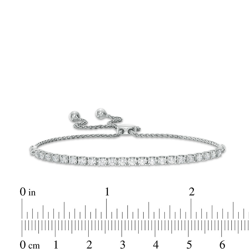 Previously Owned - 0.95 CT. T.W. Lab-Grown Diamond Tennis Bolo Bracelet in 14K White Gold (F/SI2) - 9.0"