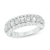 Thumbnail Image 0 of Previously Owned - 1.00 CT. T.W. Baguette and Round Diamond Ladder Anniversary Band in 10K White Gold
