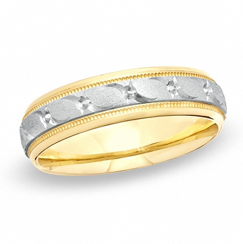 Previously Owned - Men's 6.0mm Windmill Wedding Band in 14K Two-Tone Gold - Size 10|Peoples Jewellers