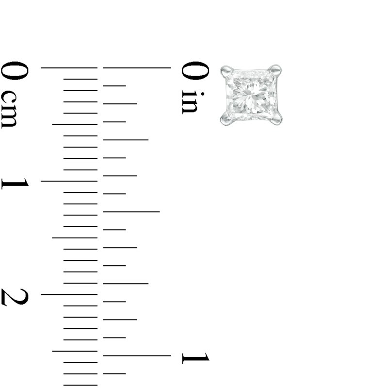 Main Image 2 of Previously Owned - Princess-Cut Diamond Accent Crown Royal Earrings in 14K White Gold