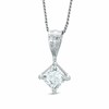 Thumbnail Image 1 of Previously Owned - 0.25 CT. Princess-Cut Diamond Solitaire Crown Royal Pendant in 14K White Gold (I-J/I2-I3)
