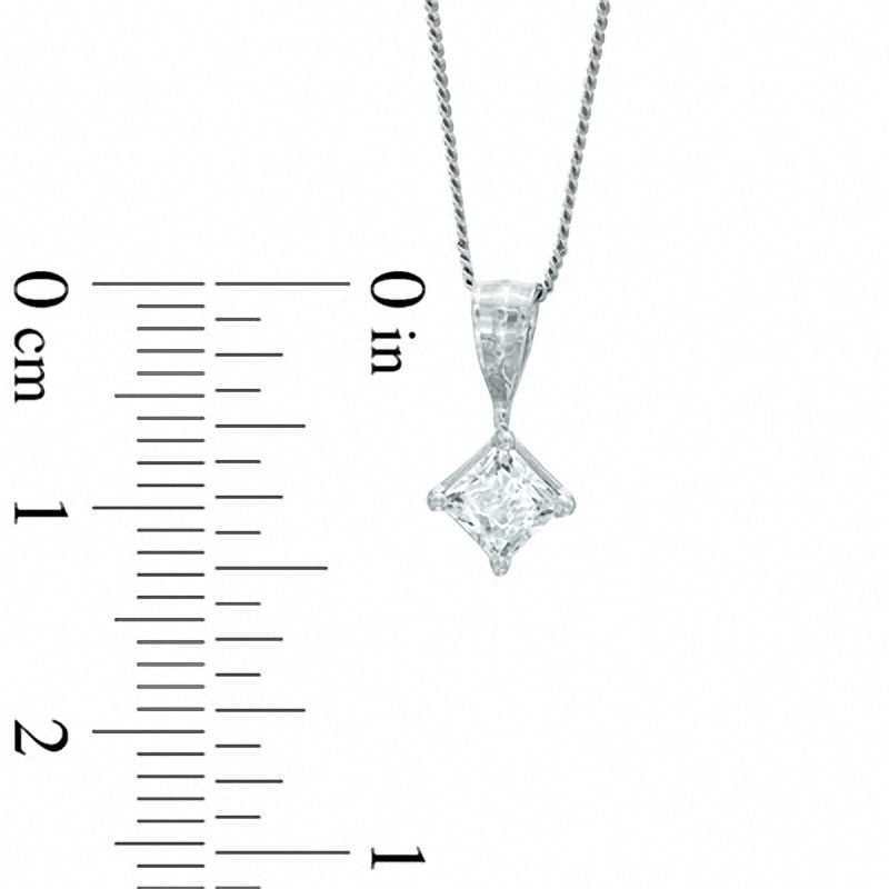 Previously Owned - 0.25 CT. Princess-Cut Diamond Solitaire Crown Royal Pendant in 14K White Gold (I-J/I2-I3)