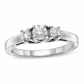 Previously Owned - 0.50 CT. T.W. Diamond Three Stone Anniversary Ring in 14K White Gold