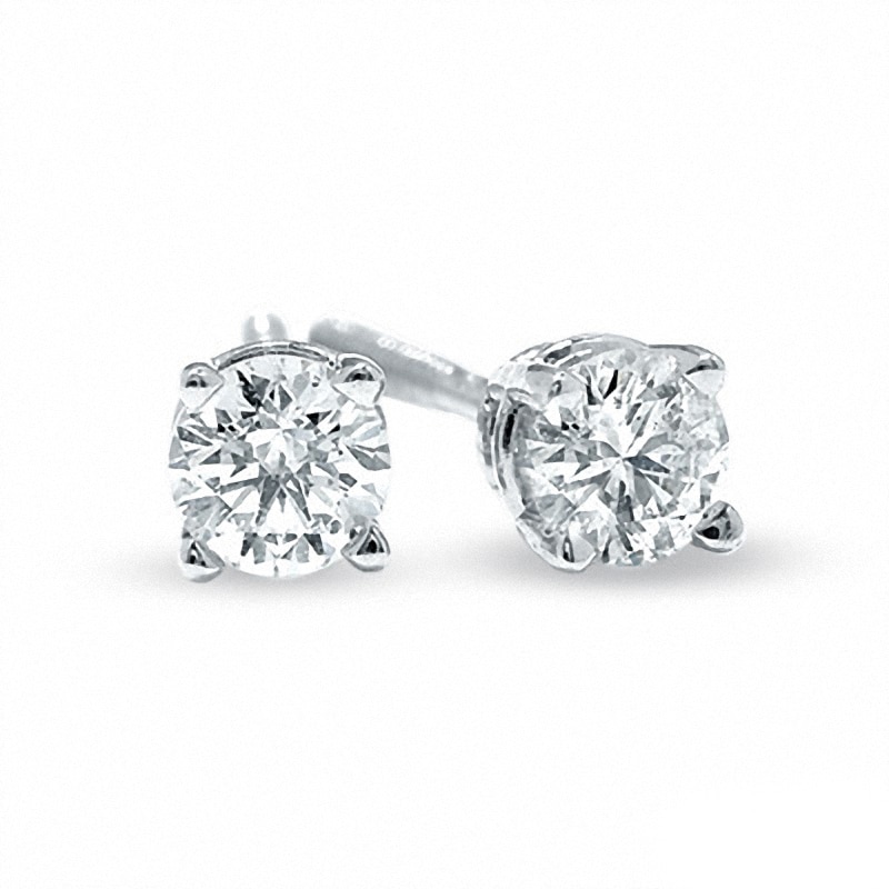 Previously Owned - Celebration Lux® 0.35 CT. T.W. Diamond Solitaire Earrings in 18K White Gold (I/SI2)