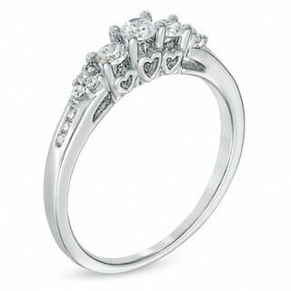 Previously Owned - 0.33 CT. T.W. Diamond Past Present Future® Ring in 14K White Gold