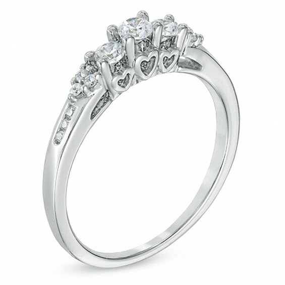 Previously Owned - 0.33 CT. T.W. Diamond Past Present Future® Ring in 14K White Gold