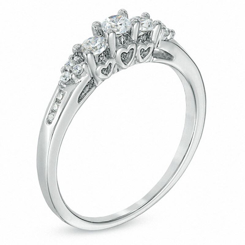 Previously Owned - 0.33 CT. T.W. Diamond Past Present Future® Ring in 14K White Gold