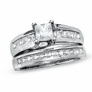 Previously Owned - 2.00 CT. T.W. Princess-Cut Diamond Bridal Set in 14K White Gold