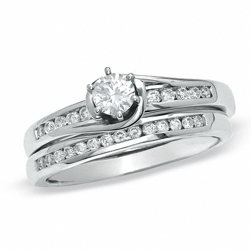 Previously Owned - 0.50 CT. T.W. Diamond Bridal Set in 14K White Gold