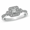 Thumbnail Image 0 of Previously Owned - 0.33 CT. T.W. Princess-Cut Diamond Framed Milgrain Engagement Ring in 14K White Gold