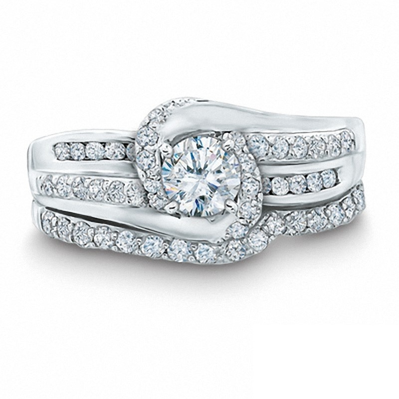 Previously Owned - 1.00 CT. T.W. Diamond Bridal Set in 14K White Gold (H-1/I1)