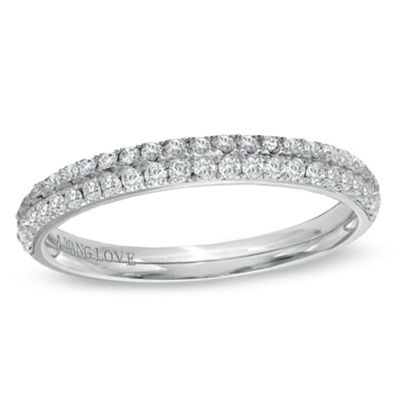 Previously Owned - Vera Wang Love Collection 0.37 CT. T.W. Diamond Two Row Band in 14K White Gold|Peoples Jewellers