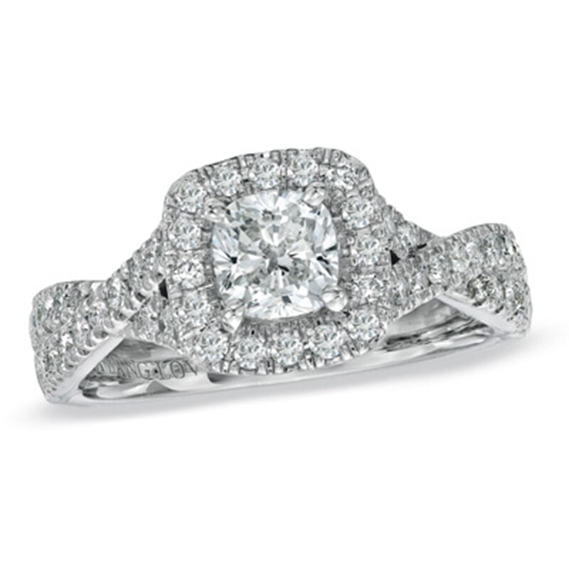 Previously Owned - Vera Wang Love Collection 1.30 CT. T.W. Cushion-Cut Diamond Frame Engagement Ring in 14K White Gold
