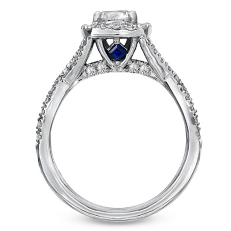 Previously Owned - Vera Wang Love Collection 1.30 CT. T.W. Cushion-Cut Diamond Frame Engagement Ring in 14K White Gold