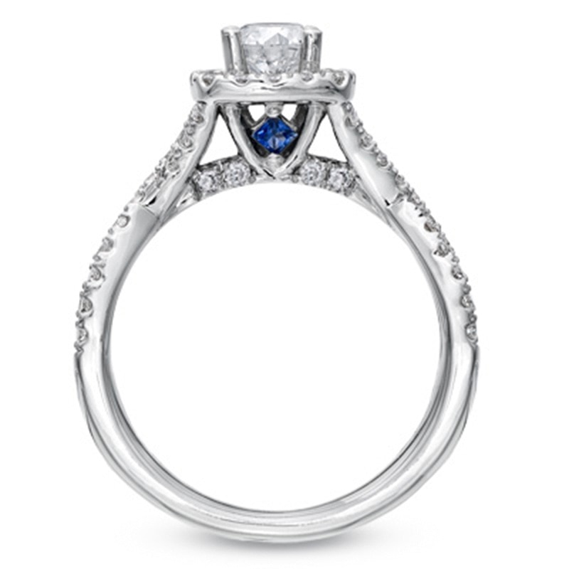 Previously Owned - Vera Wang Love Collection 0.95 CT. T.W. Diamond Frame Engagement Ring in 14K White Gold