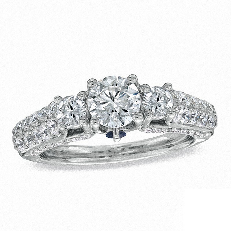 Previously Owned - Vera Wang Love Collection 1.70 CT. T.W. Diamond Three Stone Engagement Ring in 14K White Gold