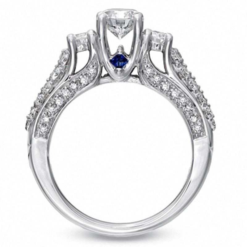 Previously Owned - Vera Wang Love Collection 1.70 CT. T.W. Diamond Three Stone Engagement Ring in 14K White Gold