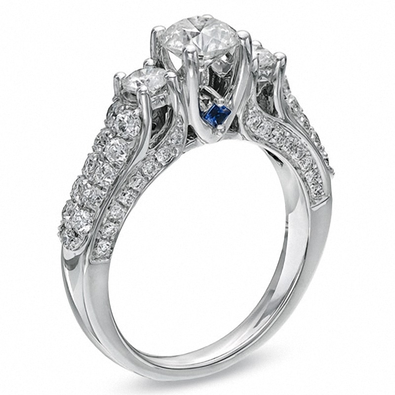 Previously Owned - Vera Wang Love Collection 1.70 CT. T.W. Diamond Three Stone Engagement Ring in 14K White Gold