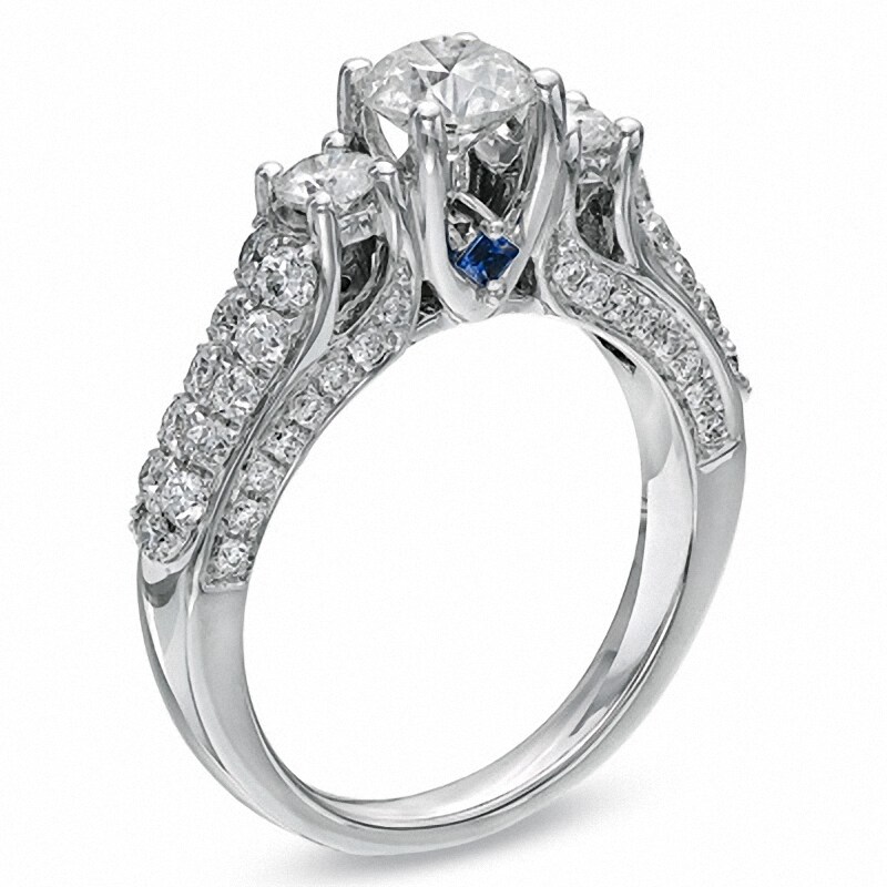 Previously Owned - Vera Wang Love Collection 1.70 CT. T.W. Diamond Three Stone Engagement Ring in 14K White Gold