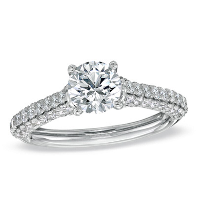 Previously Owned - Vera Wang Love Collection 1.70 CT. T.W. Diamond Pavé Engagement Ring in 14K White Gold