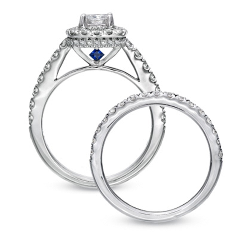 Previously Owned - Vera Wang Love Collection 1.95 CT. T.W. Princess-Cut Diamond Frame Bridal Set in 14K White Gold