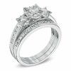 Thumbnail Image 1 of Previously Owned - 1.00 CT. T.W. Diamond Three Stone Frame Bridal Set in 14K White Gold