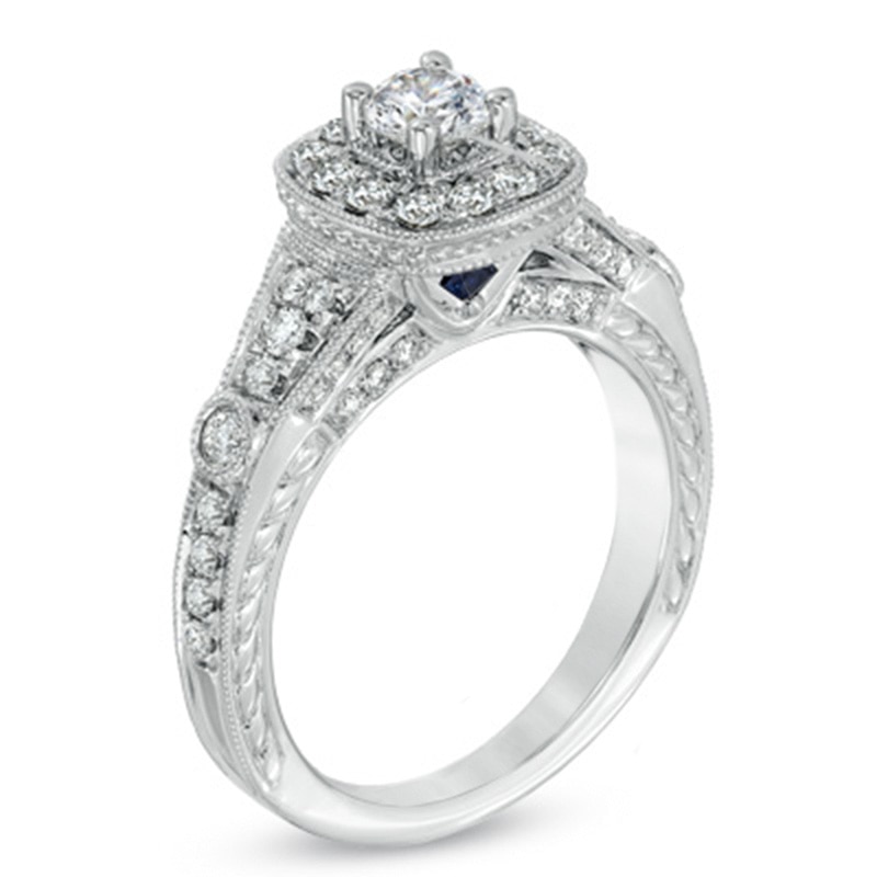 Previously Owned - Vera Wang Love Collection 0.95 CT. T.W. Diamond Frame Engagement Ring in 14K White Gold