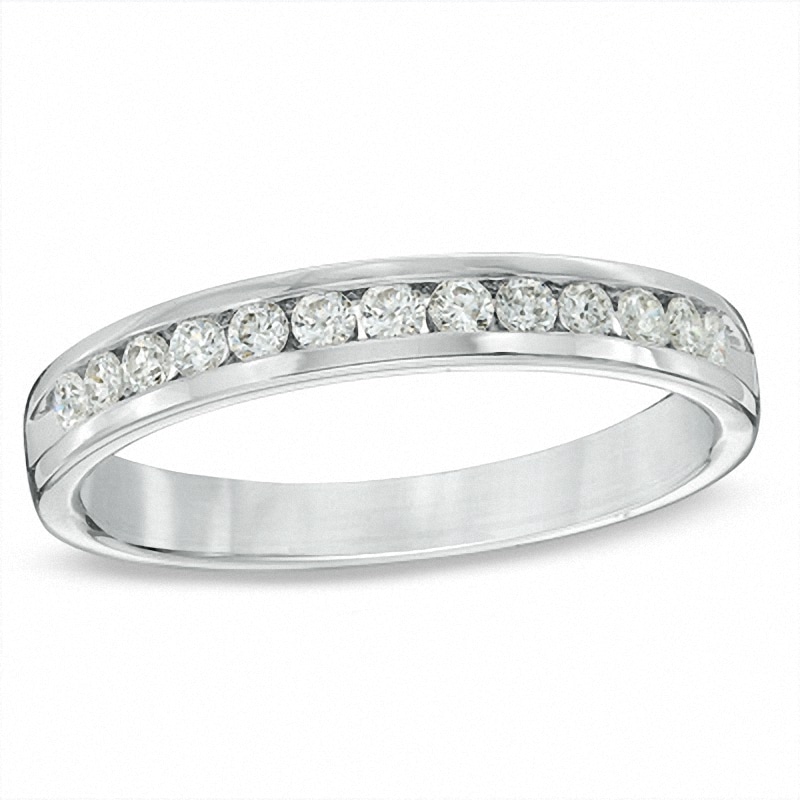 Previously Owned - 0.25 CT. T.W. Diamond Channel-Set Anniversary Band in 18K White Gold (E/I1)