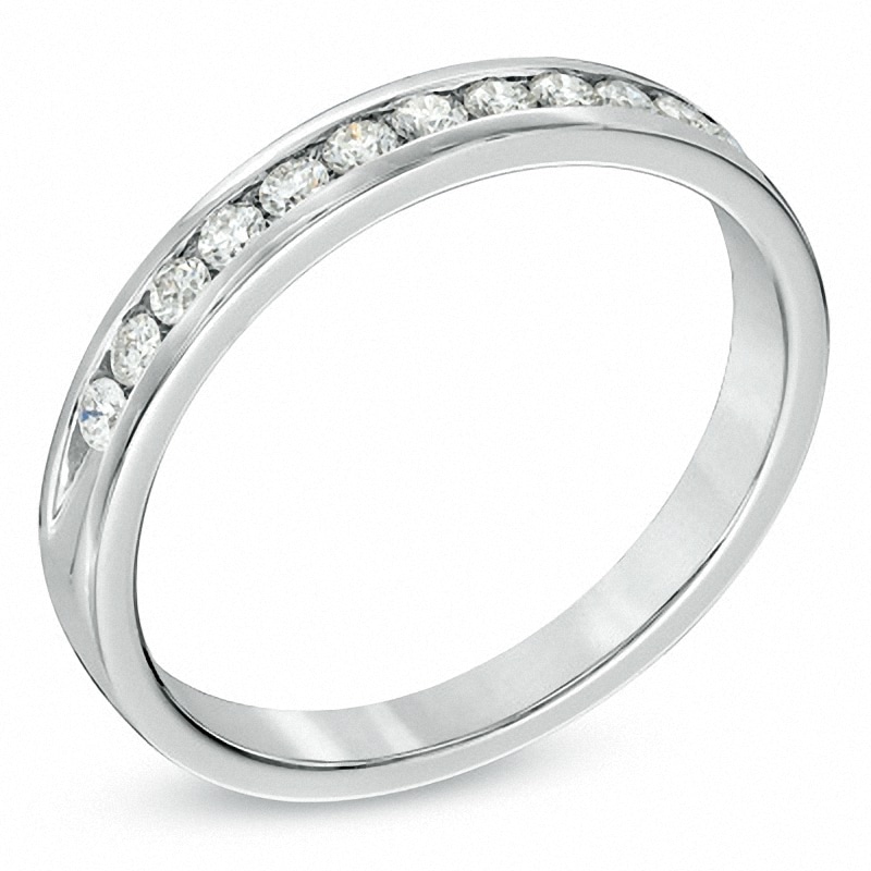 Previously Owned - 0.25 CT. T.W. Diamond Channel-Set Anniversary Band in 18K White Gold (E/I1)