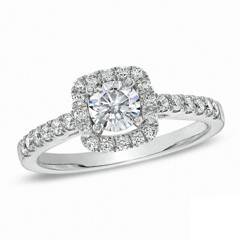 Main Image 1 of Previously Owned - Celebration  Fire™ 0.82 CT. T.W. Diamond Engagement Ring in 14K White Gold (H-I/SI1-SI2)