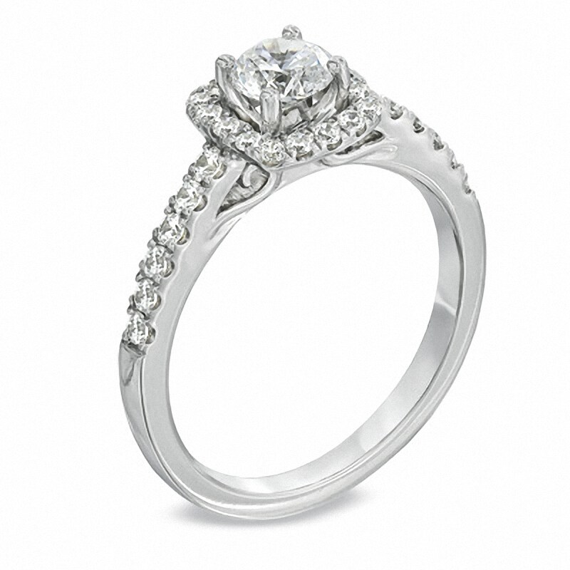 Main Image 2 of Previously Owned - Celebration  Fire™ 0.82 CT. T.W. Diamond Engagement Ring in 14K White Gold (H-I/SI1-SI2)